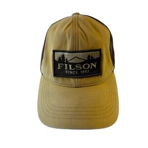 Vintage‎ Filson Logger Mesh Cap Tan Brown Mountain Patch Adjustable Trucker Hat